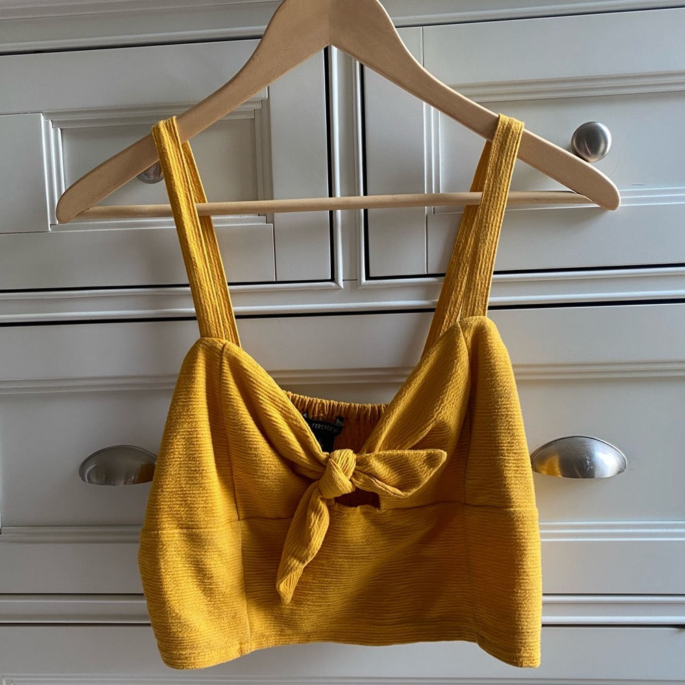large forever 21 yellow crop top